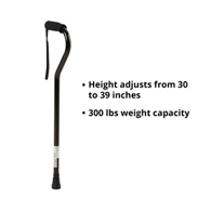 McKesson 146-RTL10306-McKesson Black Aluminum Offset Cane, 30-39 Inch Height, Canes (CS)