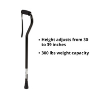 McKesson 146-RTL10306-McKesson Black Aluminum Offset Cane, 30-39 Inch Height, Canes