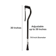 McKesson 146-RTL10306-McKesson Black Aluminum Offset Cane, 30-39 Inch Height, Canes