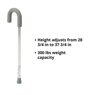 McKesson 146-RTL10342-McKesson Round Handle Cane, Aluminum, Height Adjustable, Foam Grip, Canes (CS)