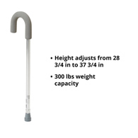McKesson 146-RTL10342-McKesson Round Handle Cane, Aluminum, Height Adjustable, Foam Grip, Canes