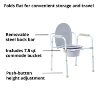 McKesson 146-RTL11158KDR-McKesson Folding, Fixed Arm, Steel Commode Chair, 17-23 Inch, Commodes