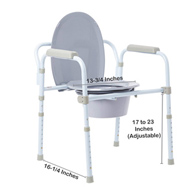 McKesson 146-RTL11158KDR-McKesson Folding, Fixed Arm, Steel Commode Chair, 17-23 Inch, Commodes