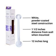McKesson 146-RTL12012-McKesson Wall Grab Bar, White Steel, 12-Inch Length, Safety & Grab Bars