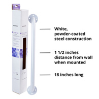 McKesson 146-RTL12018-McKesson Wall Grab Bar, White Steel, 18-Inch Length, Safety & Grab Bars (CS)