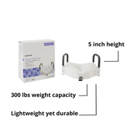 McKesson 146-RTL12027RA-McKesson Raised Toilet Seat, 5-Inch Height, White, Raised Toilet Seats