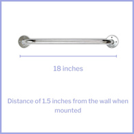 McKesson 146-RTL12118-McKesson Wall Grab Bar, Chrome Finish, Knurled Steel, Safety & Grab Bars