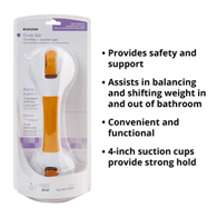 McKesson 146-RTL13082-McKesson White / Yellow Plastic Suction-Cup Grab Bar, Safety & Grab Bars (CS)