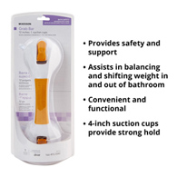 McKesson 146-RTL13082-McKesson White/Yellow Plastic Suction-Cup Grab Bar, Safety & Grab Bars