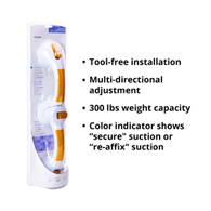 McKesson 146-RTL13084 Rotating Suction-Cup Grab Bar, White/Yellow Plastic, Safety & Grab Bars (CS/3)