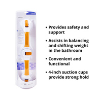 McKesson 146-RTL13084 Rotating Suction-Cup Grab Bar, White/Yellow Plastic, Safety & Grab Bars (EA/1)