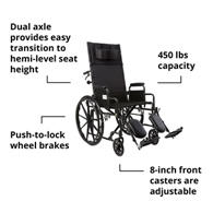 McKesson 146-SSP20RBDDA Reclining Wheelchair, 20 in Seat Width