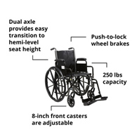 McKesson 146-SSP216DDA-SF Manual Wheelchair, 16 in Seat Width, Swing-Away Footrest
