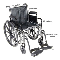 McKesson 146-SSP218DDA-SF Manual Wheelchair, 18 in Seat Width, Swing-Away Footrest