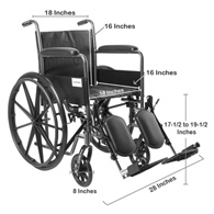 McKesson 146-SSP218FA-ELR Manual Wheelchair, 18 in Seat Width, Elevating Legrest