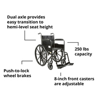 McKesson 146-SSP218FA-SF Manual Wheelchair, 18 in Seat Width, Swing-Away Footrest