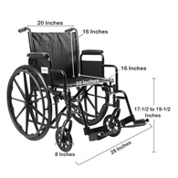 McKesson 146-SSP220DDA-SF Manual Wheelchair, 20 in Seat Width, Swing-Away Footrest