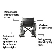 McKesson 146-STD24ECDDA-ELR Bariatric Wheelchair, 24 in Seat Width, Elevating Legrest