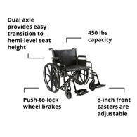 McKesson 146-STD24ECDDA-SF Bariatric Wheelchair, 24 in Seat Width, Swing-Away Footrest