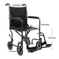 McKesson 146-TR39E-SV Lightweight Transport Chair, 19 in Seat Width, Silver Vein Finish