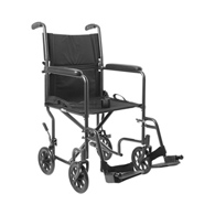 McKesson 146-TR39E-SV Lightweight Transport Chair, 19 in Seat Width, Silver Vein Finish