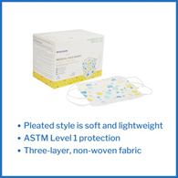 McKesson 16-1000-McKesson Pediatric Procedure Mask, Blue & Yellow Polka Dot, Masks (BX)