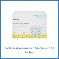 McKesson 16-1000-McKesson Pediatric Procedure Mask, Blue & Yellow Polka Dot, Masks (BX)