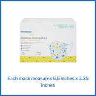 McKesson 16-1000-McKesson Pediatric Procedure Mask, Blue & Yellow Polka Dot, Masks (CS)