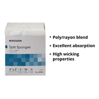 McKesson 16-42026 Medi-Pak High Absorbency Split Sponges-1400/Case