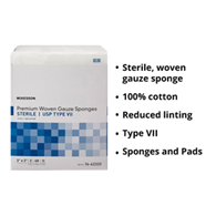 McKesson 16-42228-McKesson Sterile USP Type VII Gauze Sponge, 2 x 2 Inch, Sponges & Pads (CS)