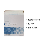 McKesson 16-4232 Sterile Gauze Sponge, 3 x 3 in (BX/40)
