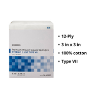 McKesson 16-42332-McKesson Sterile USP Type VII Gauze Sponge, 3 x 3 Inch, Sponges & Pads (CS)