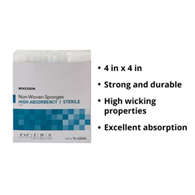 McKesson 16-42444 Medi-Pak Sterile Non-Woven Sponges-1200/Case