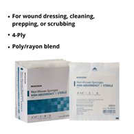 McKesson 16-42444 Medi-Pak Sterile Non-Woven Sponges-1200/Case