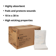 McKesson 16-4255-McKesson Sterile Trauma Dressing, 10 x 30 Inch, Gauze Dressings (CS)