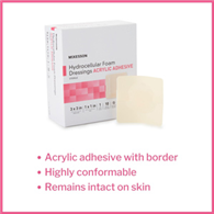 McKesson 16-4670 Adhesive Foam Dressing with Border, 3 x 3 in (CS/100)
