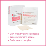 McKesson 16-4671-McKesson Acrylic Adhesive with Border Foam Dressing, 4 x 4 Inch, Foams (BX)