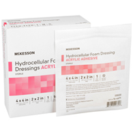 McKesson 16-4671-McKesson Acrylic Adhesive with Border Foam Dressing, 4 x 4 Inch, Foams (BX)