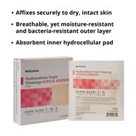 McKesson 16-4672-McKesson Acrylic Adhesive with Border Foam Dressing, 6 x 6 Inch, Foams (CS)