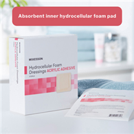 McKesson 16-4673-McKesson Acrylic Adhesive with Border Foam Dressing, 7 x 7 Inch, Foams (BX)
