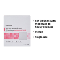 McKesson 16-4739-McKesson Nonadhesive without Border Foam Dressing, 4 x 4 Inch, Foams (CS)