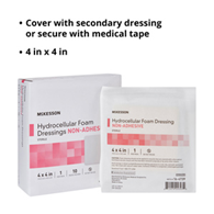 McKesson 16-4739-McKesson Nonadhesive without Border Foam Dressing, 4 x 4 Inch, Foams (CS)