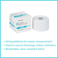McKesson 16-4802 Nonwoven Fabric/Printed Release Paper Dressing Retention Tape, 2 in x 10 yd, White (CS/24)