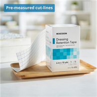 McKesson 16-4804 Nonwoven Fabric/Printed Release Paper Dressing Retention Tape, 4 in x 10 yd, White