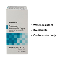McKesson 16-4806 Nonwoven Fabric/Printed Release Paper Dressing Retention Tape, 6 in x 10 yd, White