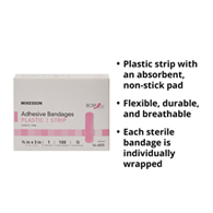 McKesson 16-4835 Pink Adhesive Strip, 3/4 x 3 in (CS/2400)