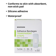 McKesson 16-4840 Sheer Adhesive Strip, 1 x 3 in (BX/10)