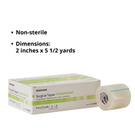 McKesson 16-48420 Silicone Medical Tape, 2 in x 5-1/2 yd, Transparent (BX/6)