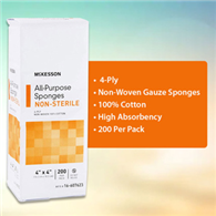 McKesson 16-607623 Medi-Pak Non-Sterile Universal Sponges-4000/Case