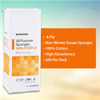 McKesson 16-607623 Medi-Pak Non-Sterile Universal Sponges-200/Pack